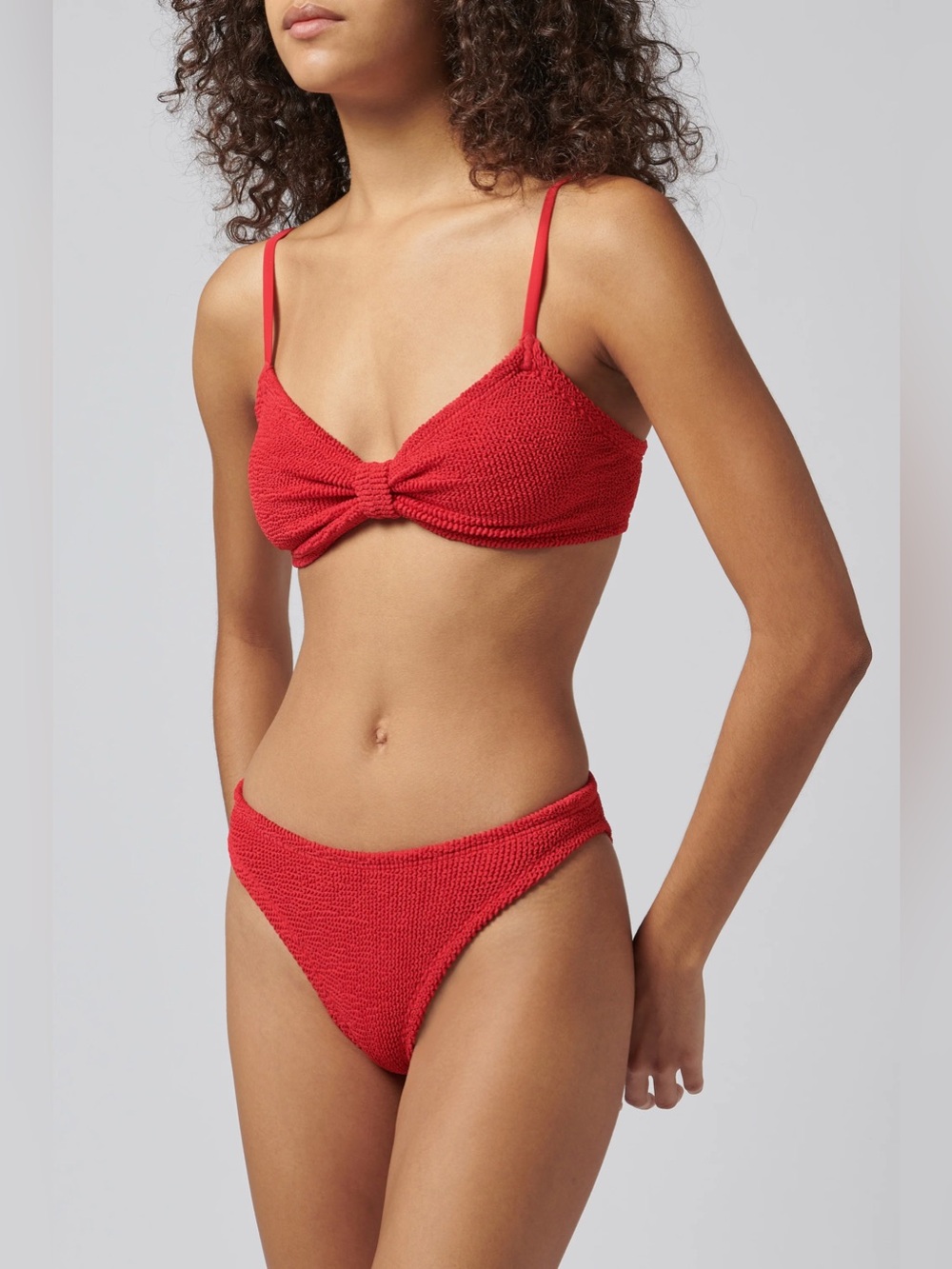 New! 🔥 current season Hunza G Alicia crinkle knot bikini set in red ONe size - Picture 5 of 8